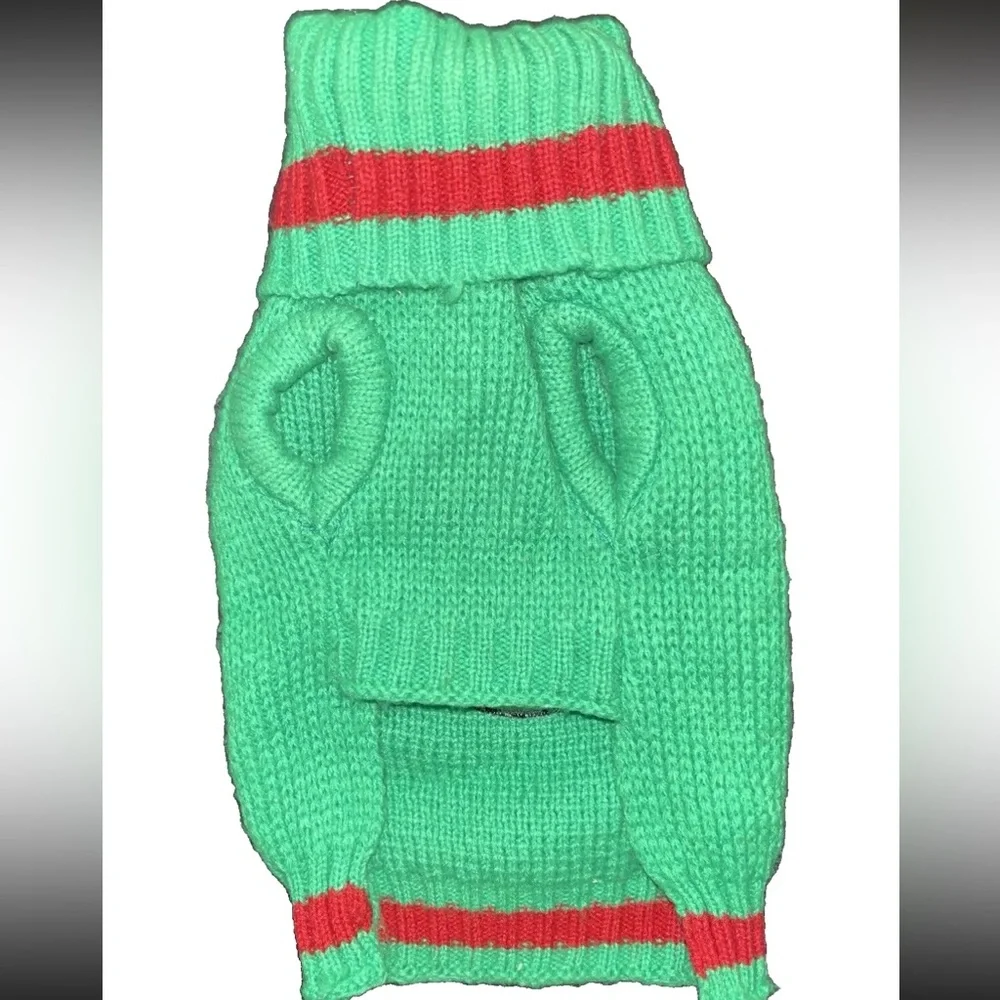 Dog Sweater Santa Avocado Green Adjustable Collar XS